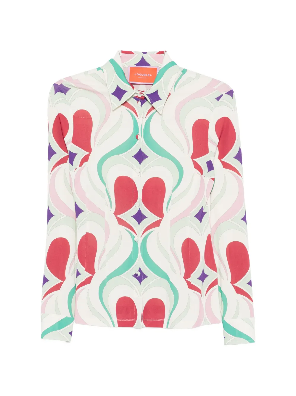 La DoubleJ geometric pattern buttoned shirt - Bianco