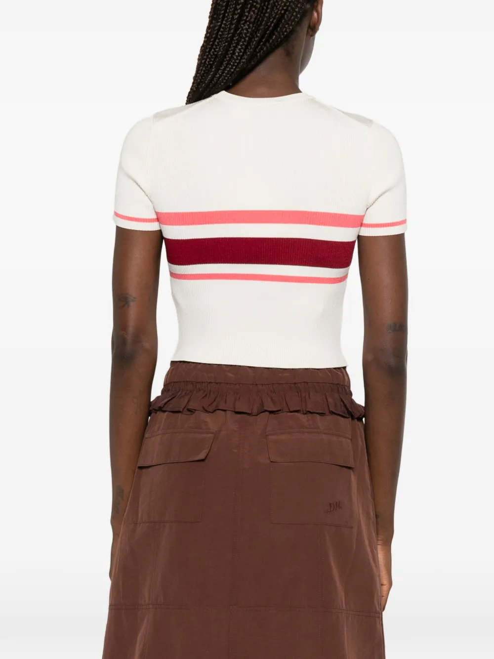 Self-Portrait Gestreept T-shirt Beige