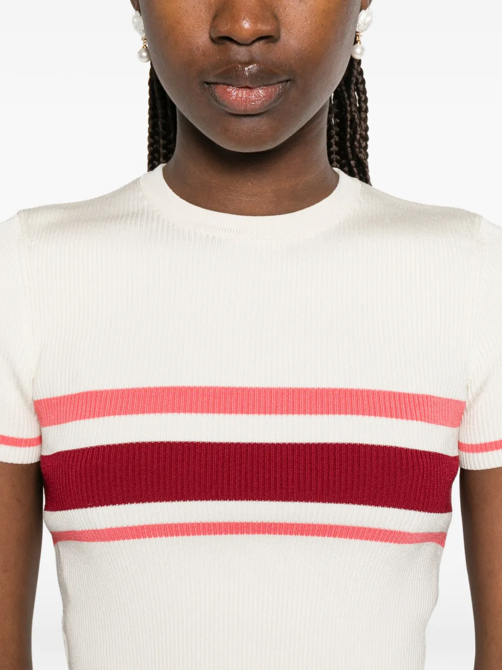 Self-Portrait Gestreept T-shirt Beige
