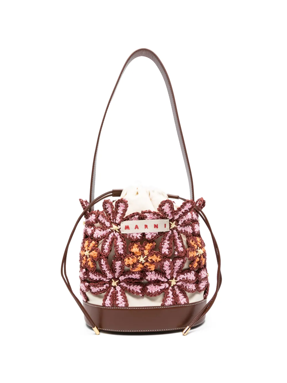 Marni floral bucket bag - Marrone
