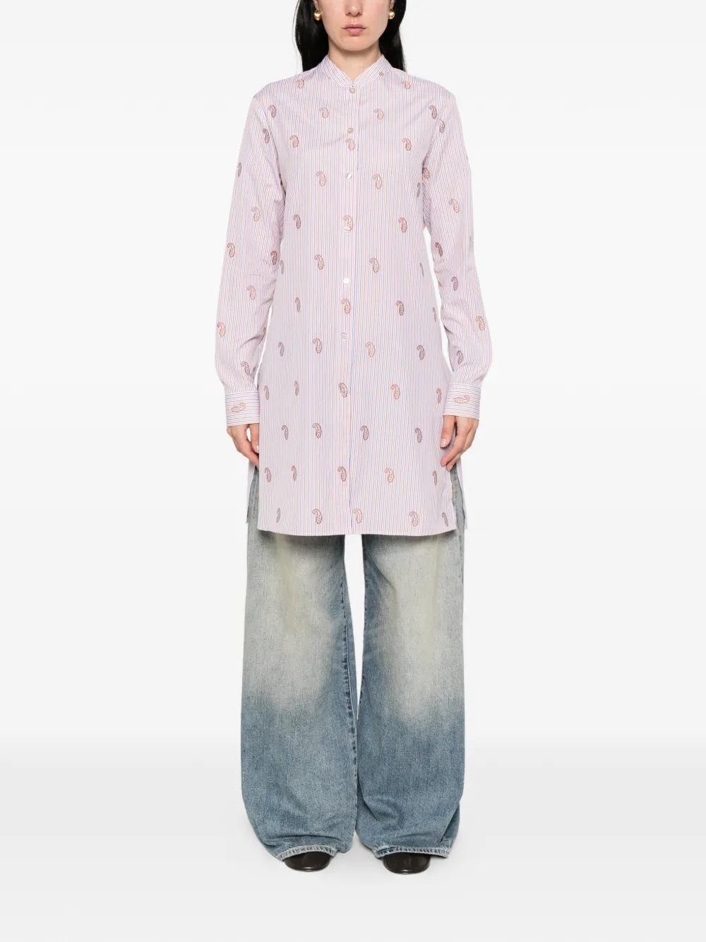 ETRO Gestreepte blouse met paisley-print Wit