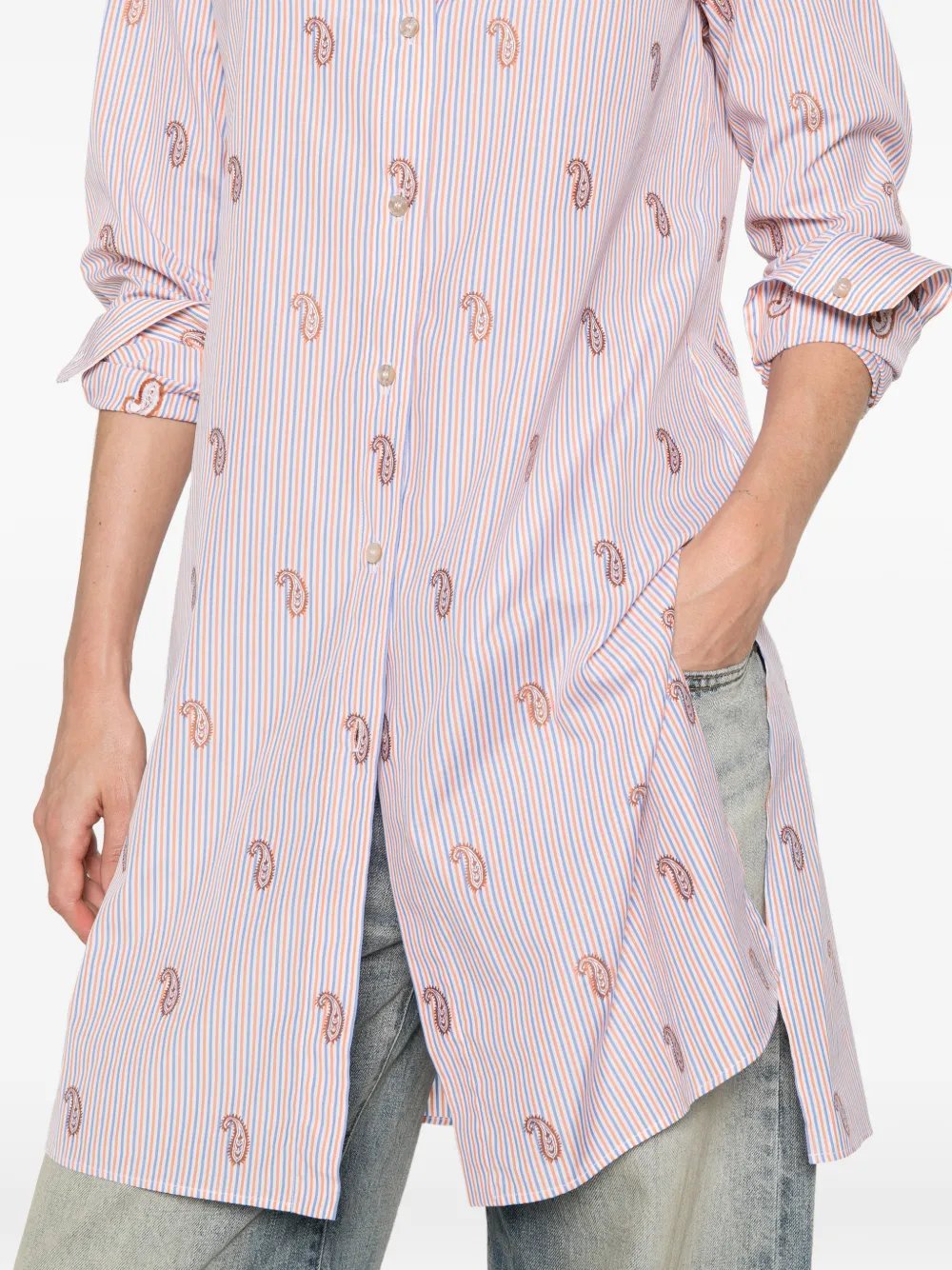 ETRO Gestreepte blouse met paisley-print Wit