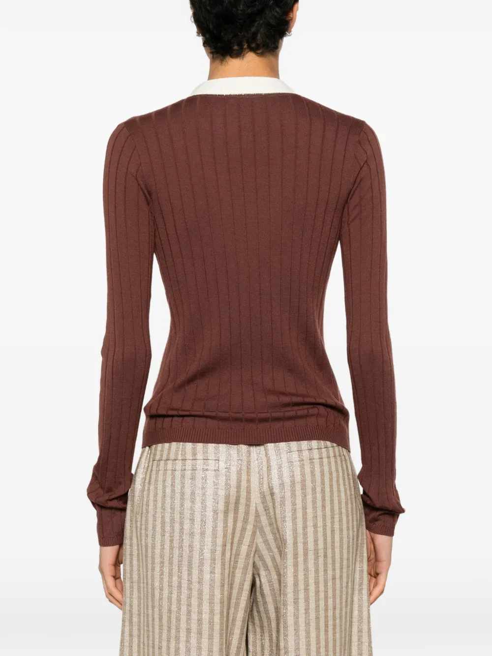 Brunello Cucinelli Ribgebreid vest Bruin