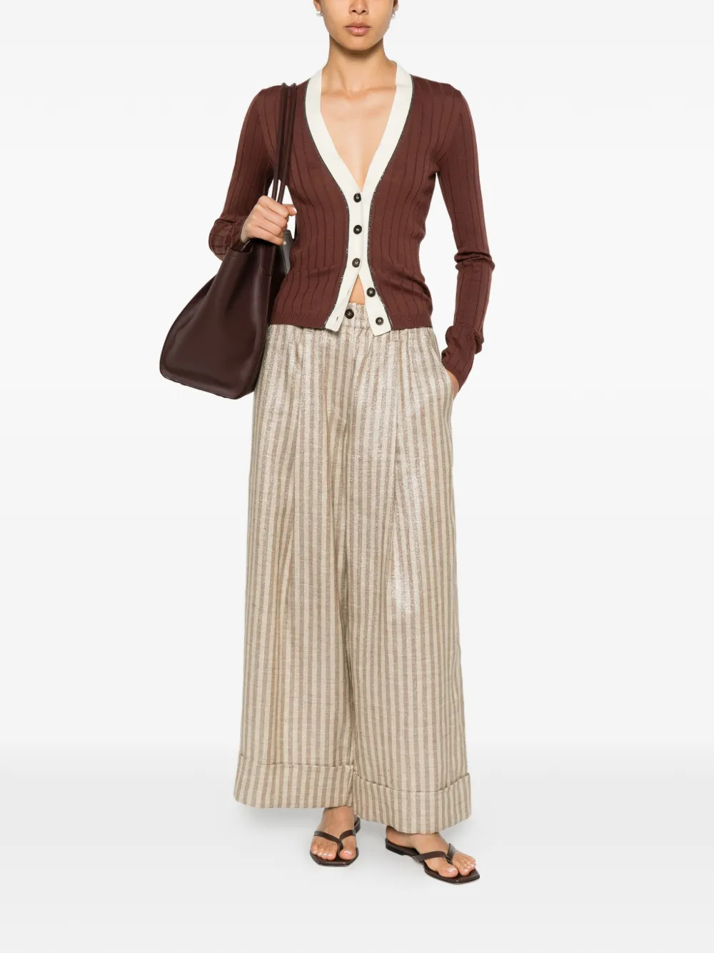 Brunello Cucinelli Ribgebreid vest Bruin