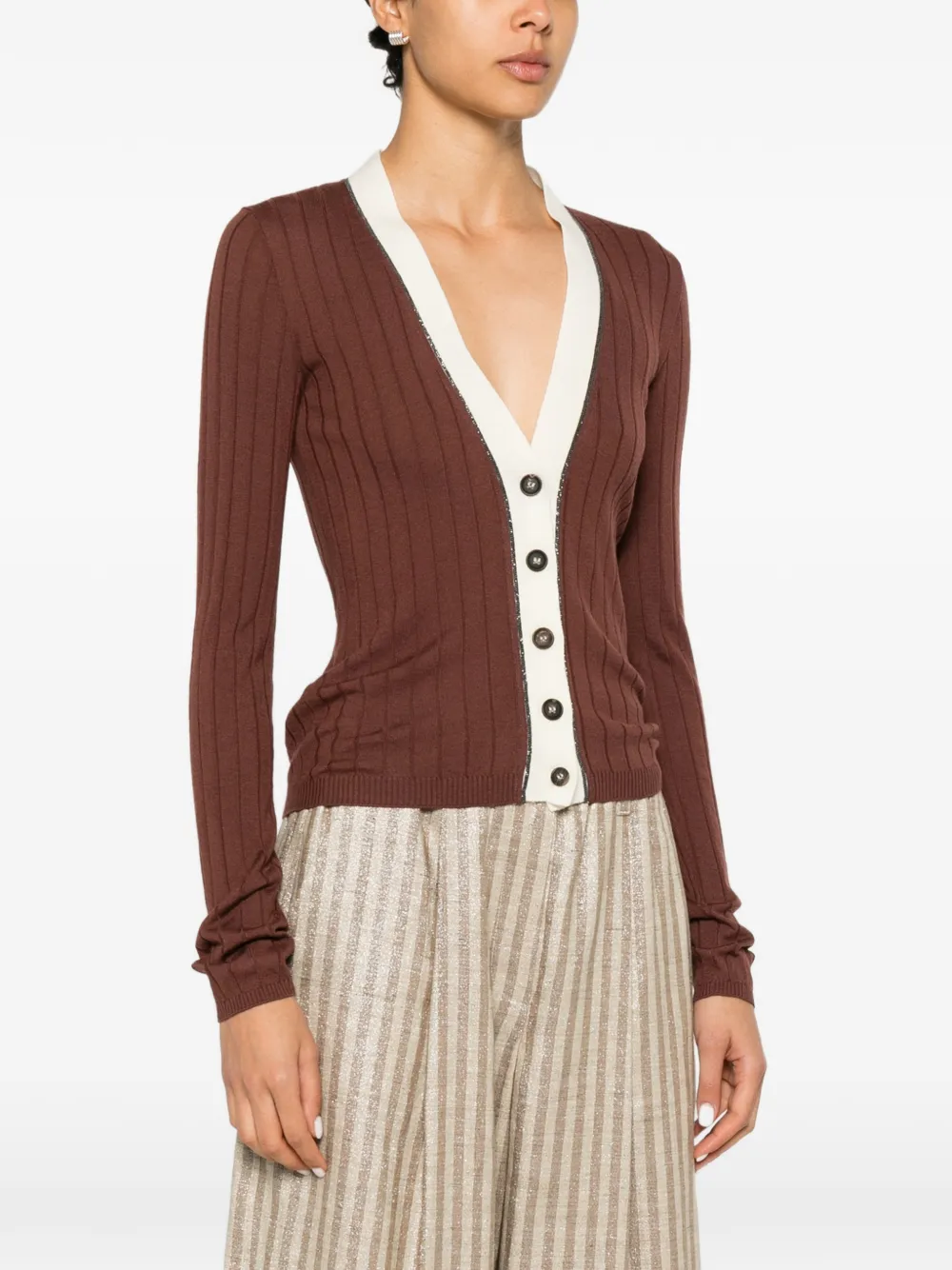 Brunello Cucinelli Ribgebreid vest Bruin