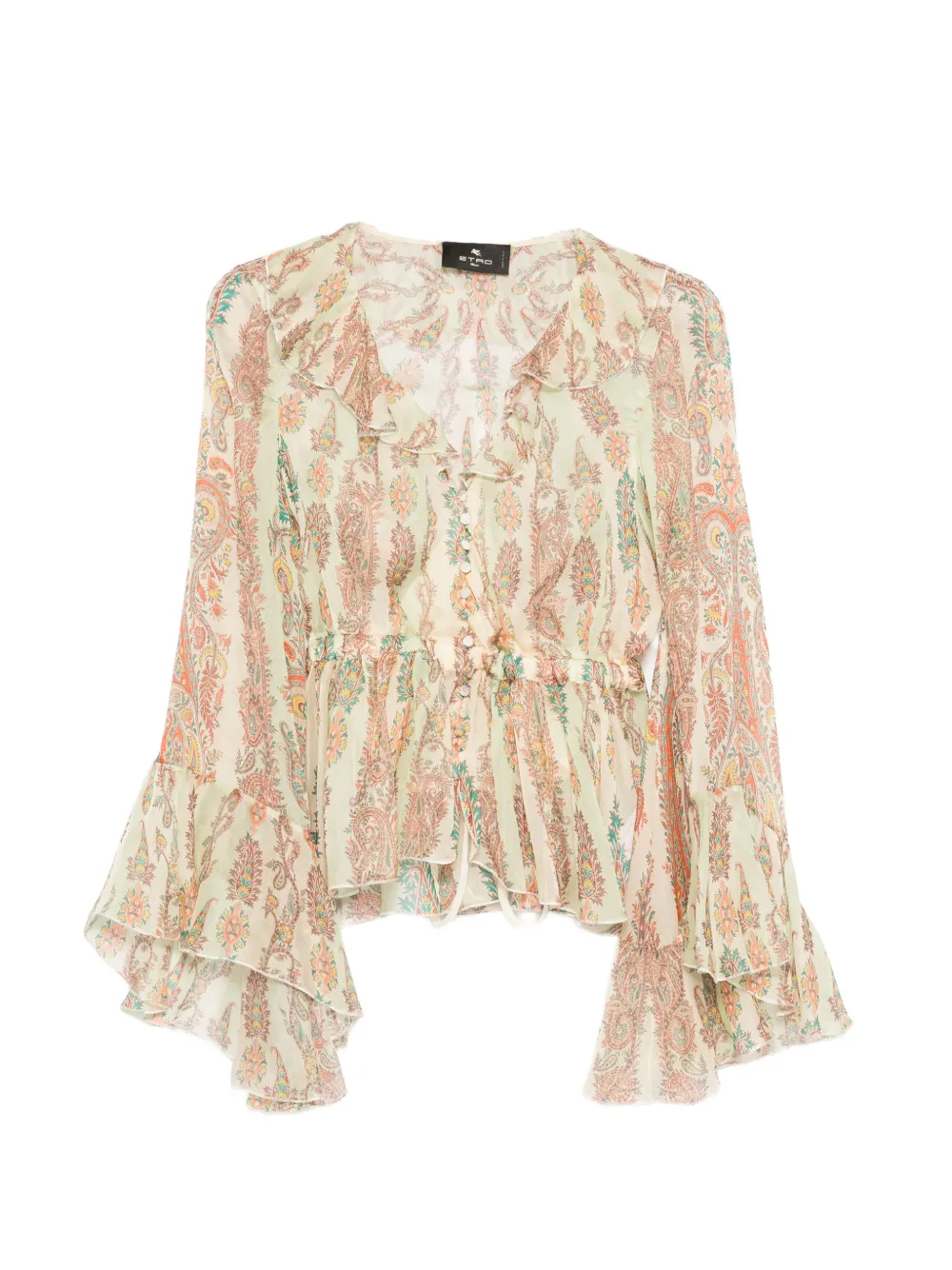ETRO ruffled paisly-print blouse - Verde