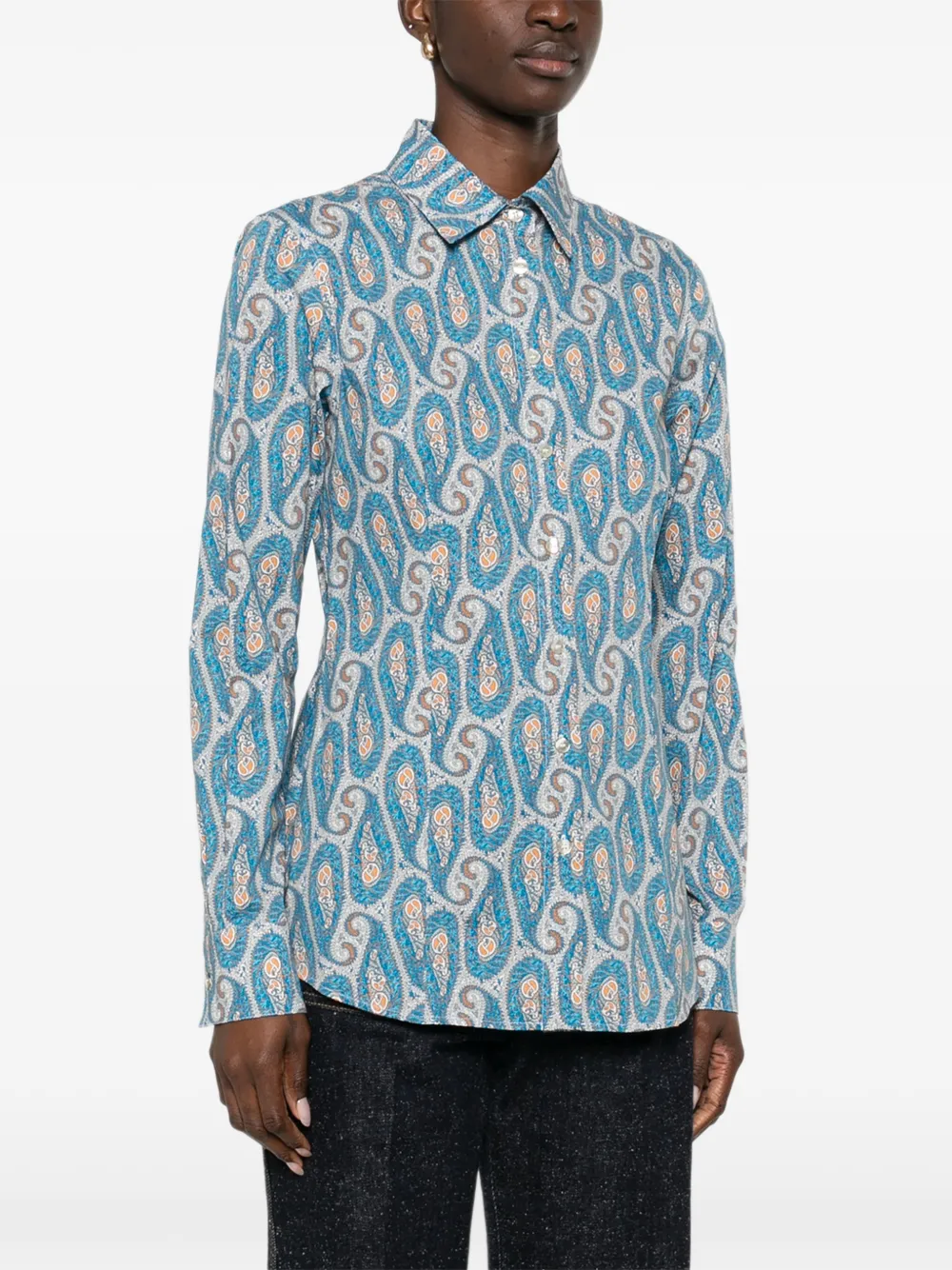  Etro Paisley Collared Shirt - Blue 