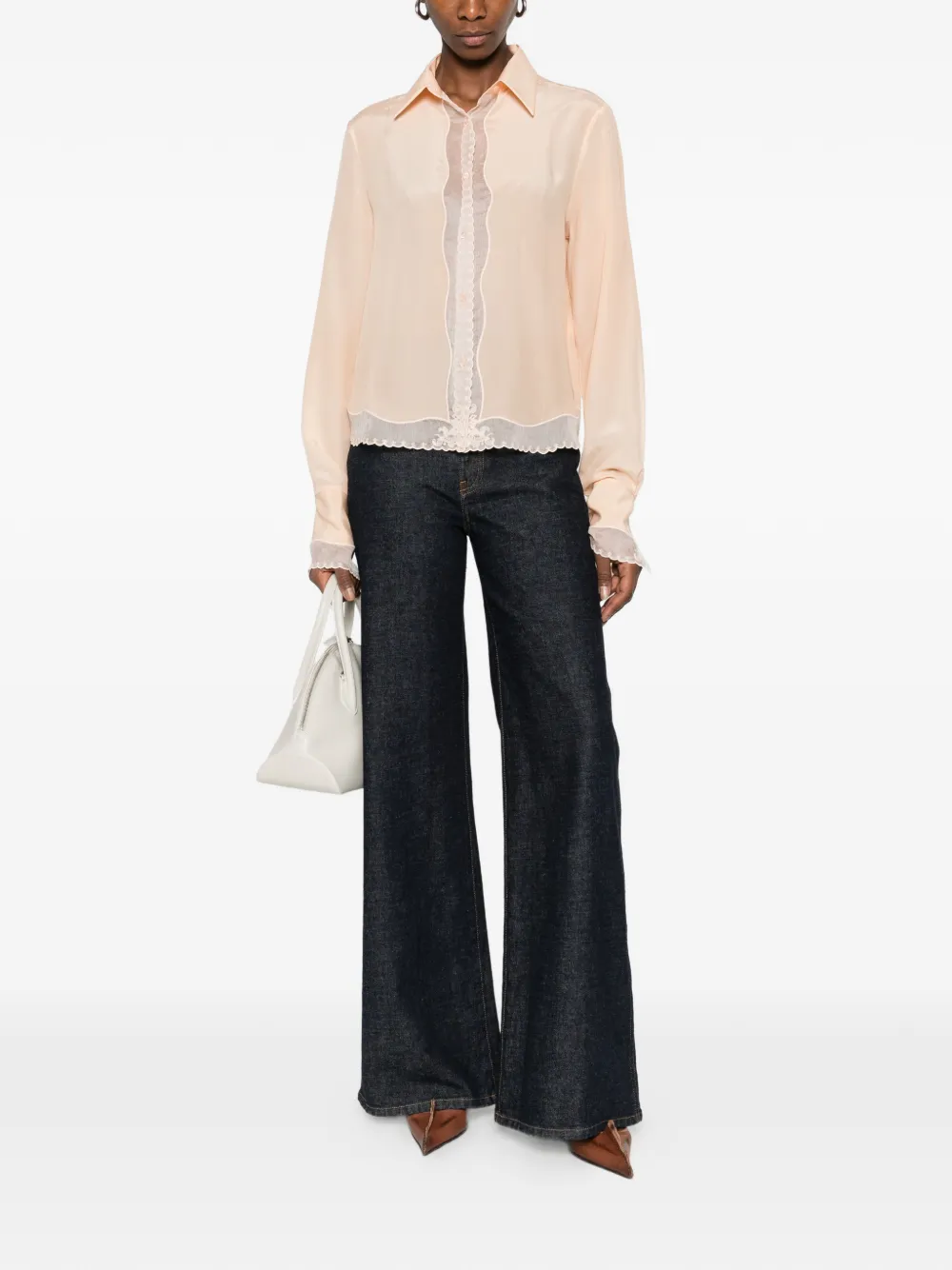 Ermanno Scervino lace button-up shirt - Oranje