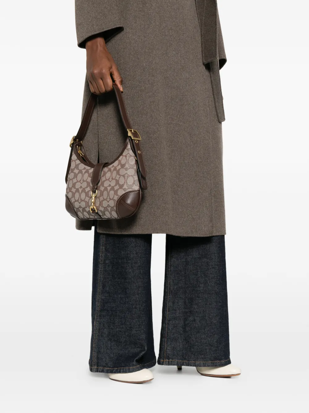 Coach Hamptons schoudertas met gesp - Bruin