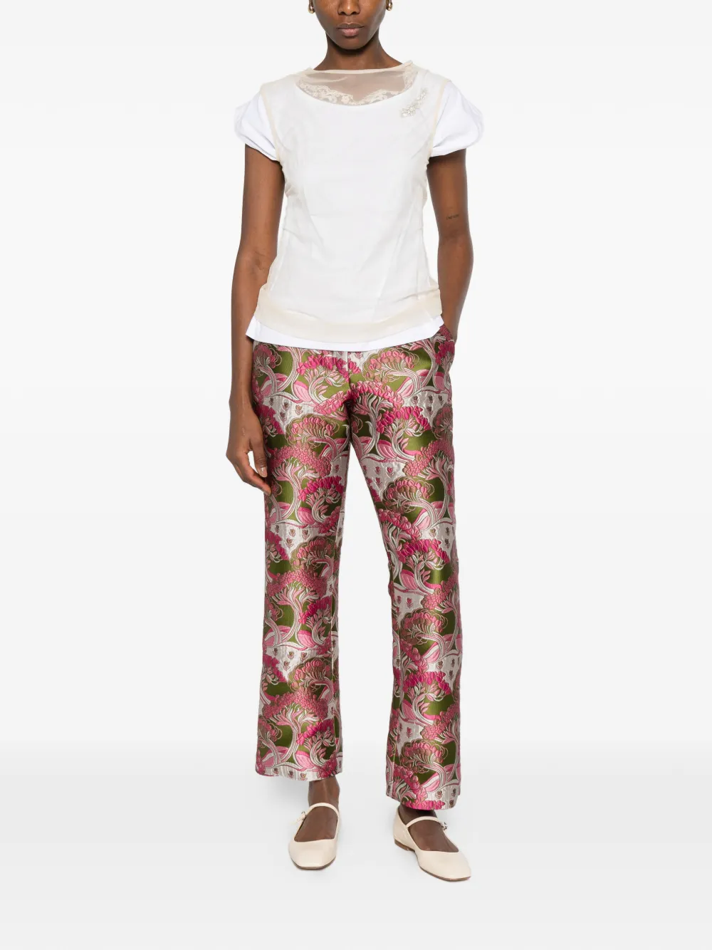La DoubleJ Broek met bloemenprint Groen