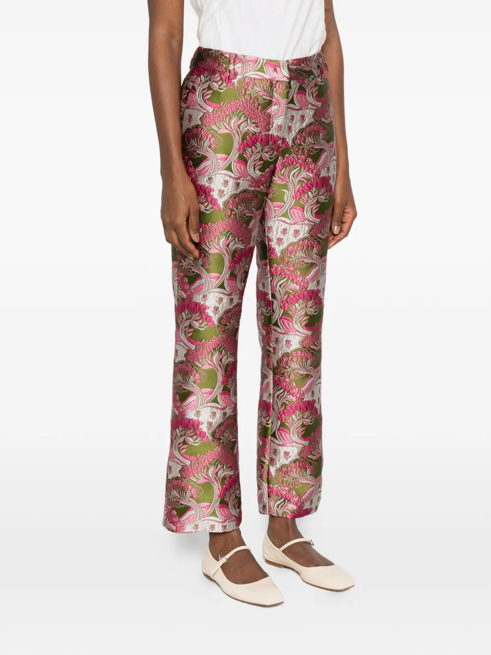 La DoubleJ Broek met bloemenprint Groen