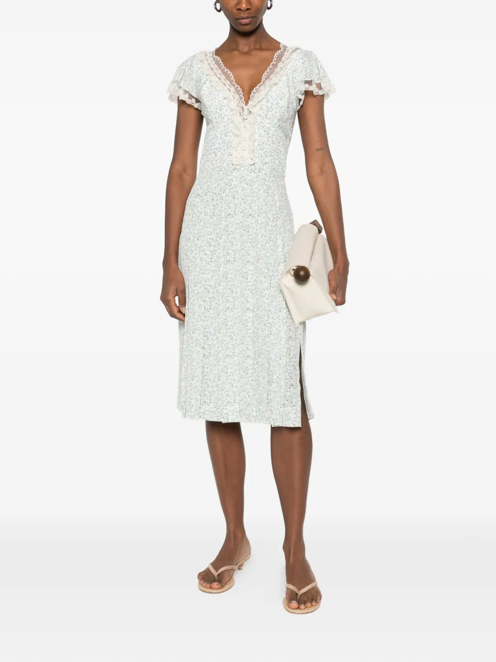 Ermanno Scervino floral-pattern lace-trim dress - Wit