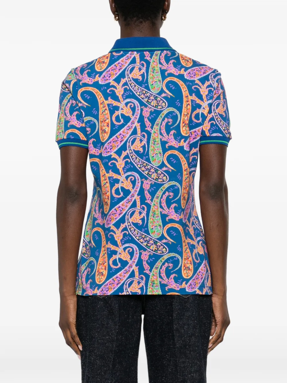 ETRO Polotop met paisley-kraag Blauw