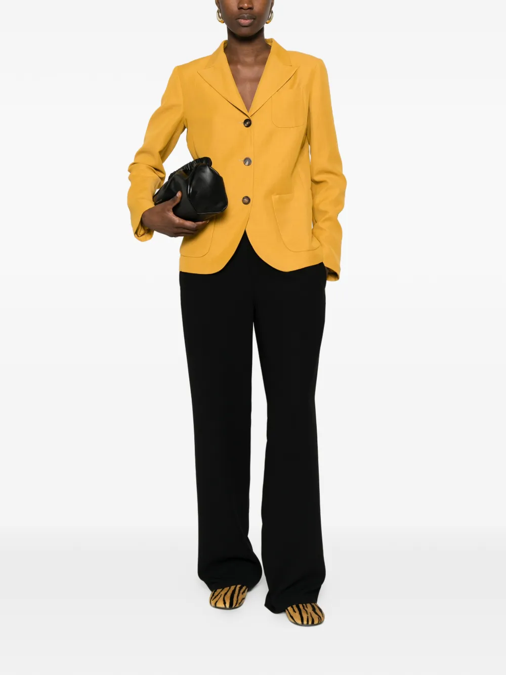 Fabiana Filippi Blazer met zak en knopen Geel