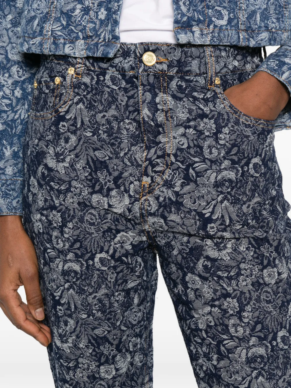 GANNI Broek met bloemen Blauw