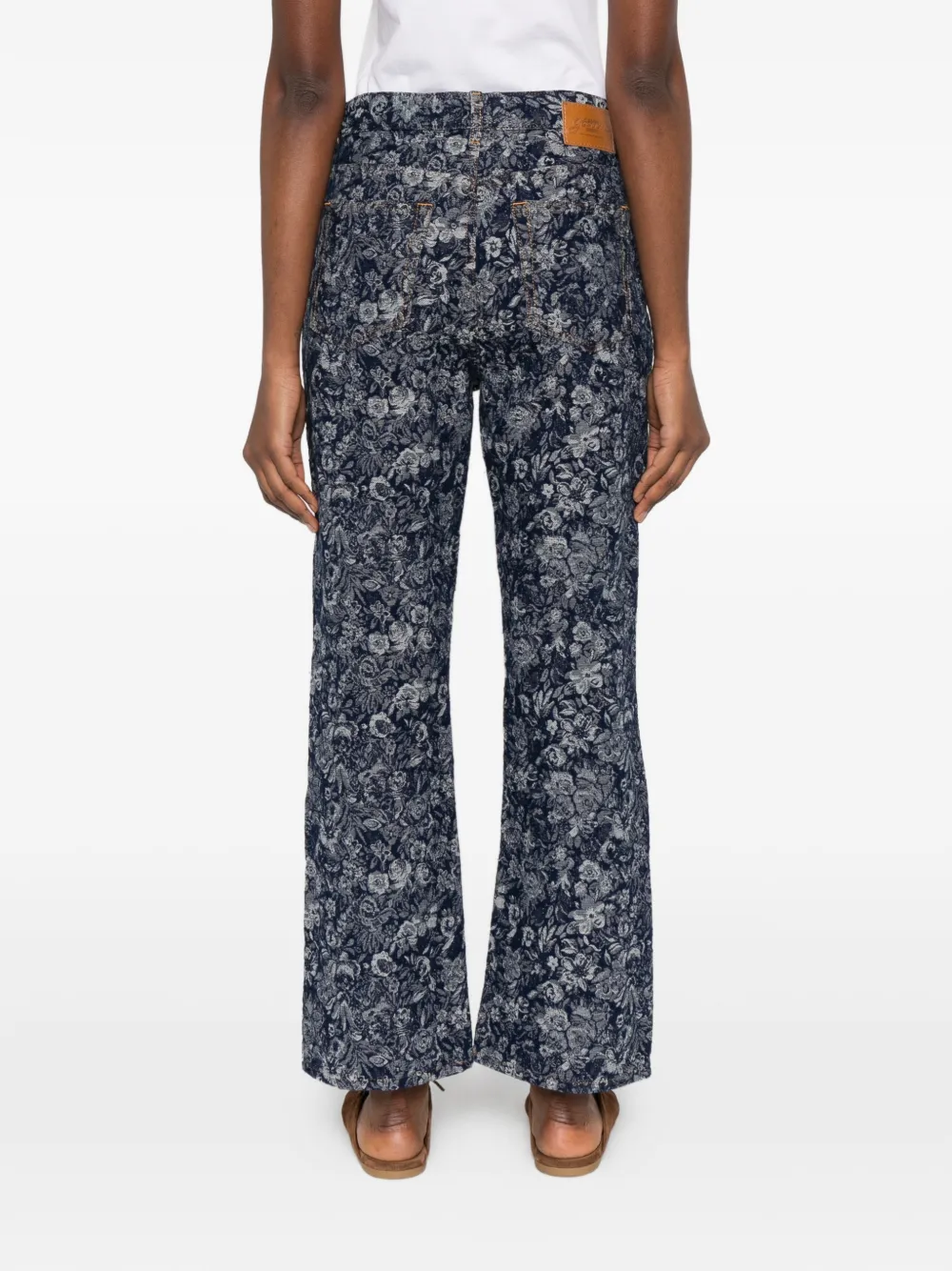 GANNI Broek met bloemen Blauw