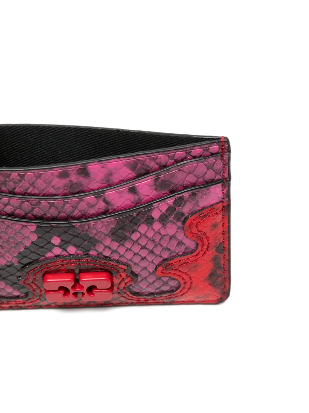  Ganni Snake-effect Logo Cardholder - Pink 