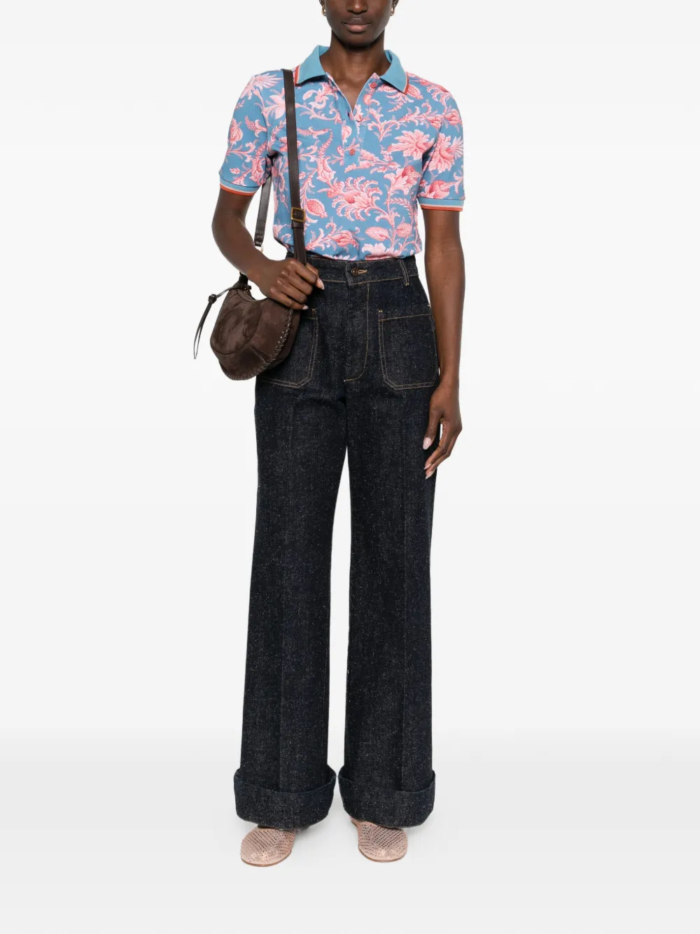 ETRO floral polo shirt - Blauw