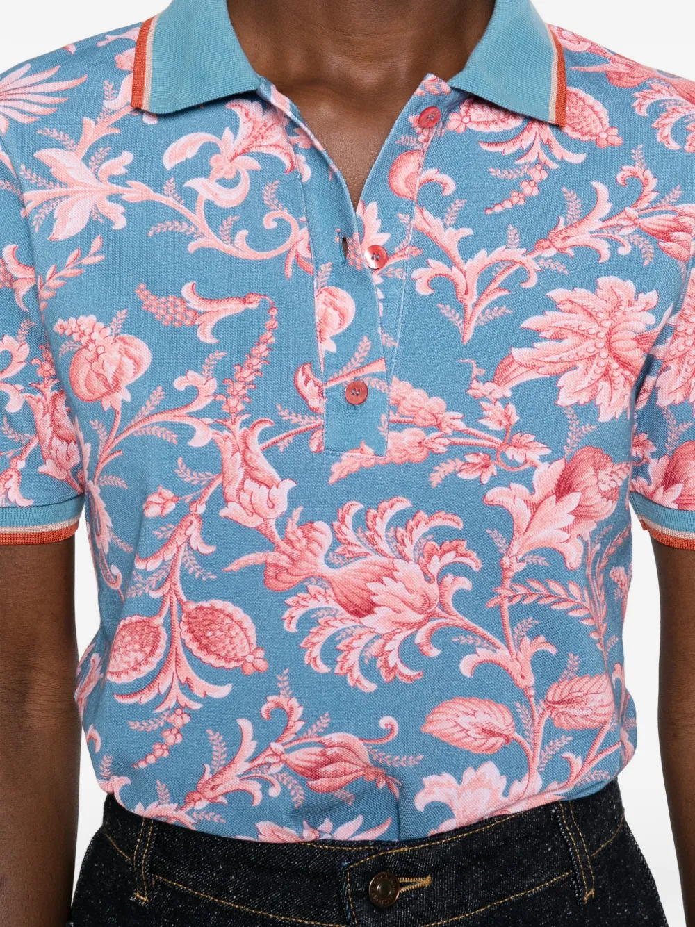 ETRO Poloshirt met bloemenprint Blauw