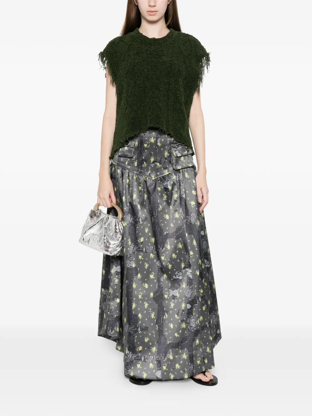  Ganni Pocket Floral Maxi Skirt - Grey 