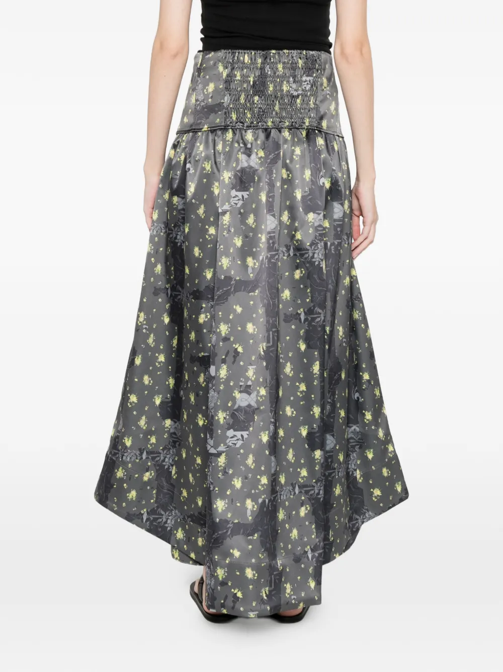 GANNI Maxi-rok met bloemenprint Grijs
