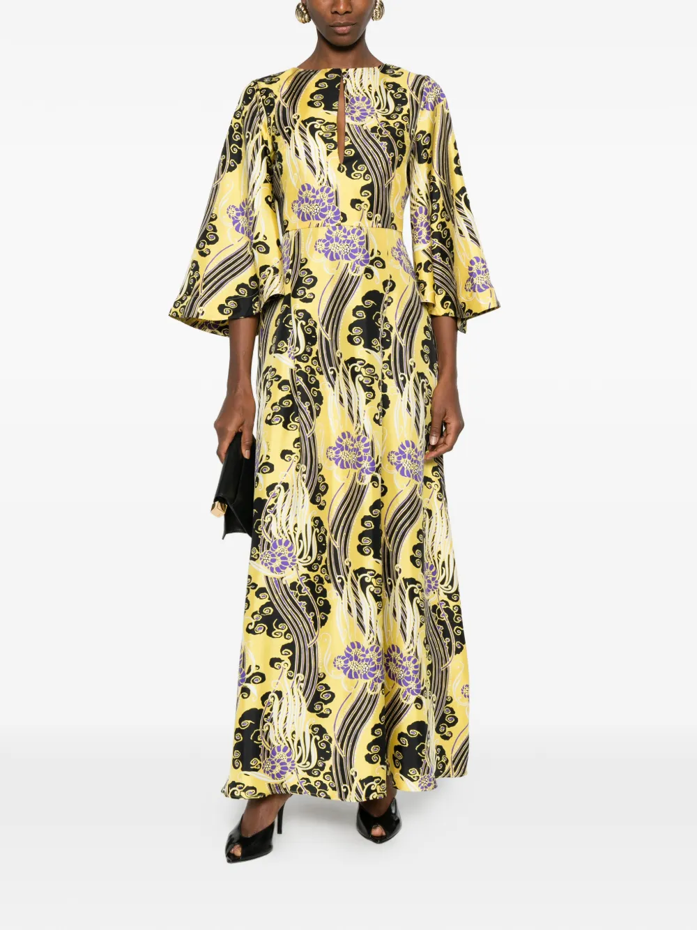 La DoubleJ Maxi-jurk met bloemenprint - Geel