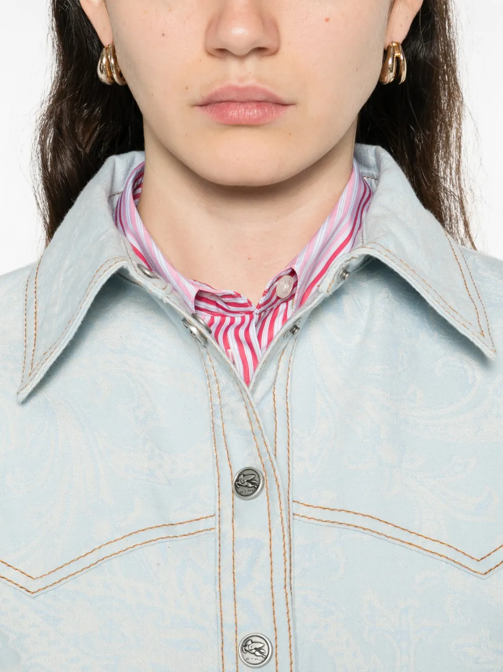 ETRO Blouse met paisley-print en borstzak Blauw