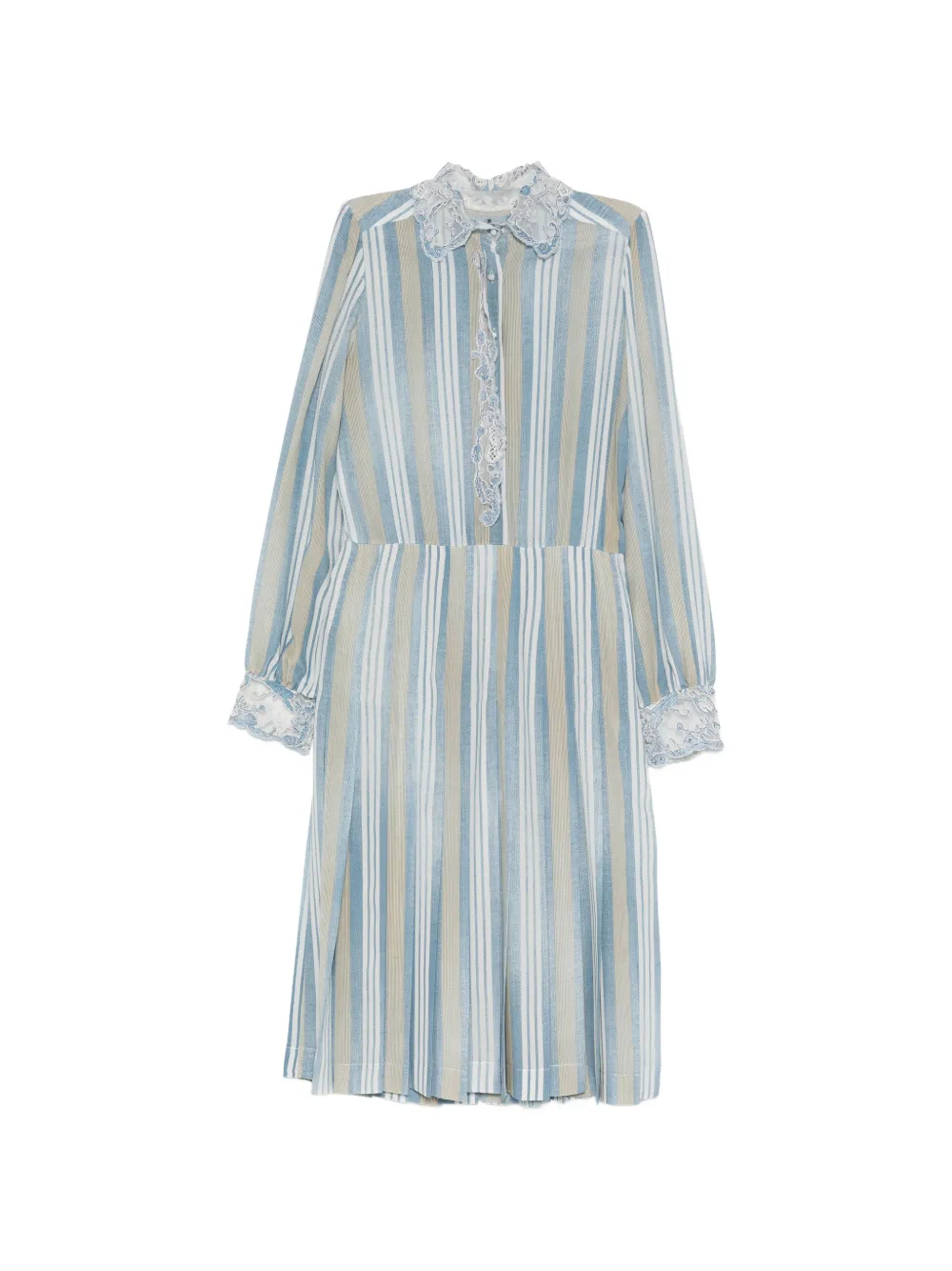 Ermanno Scervino striped-pattern lace-trim dress - Blu