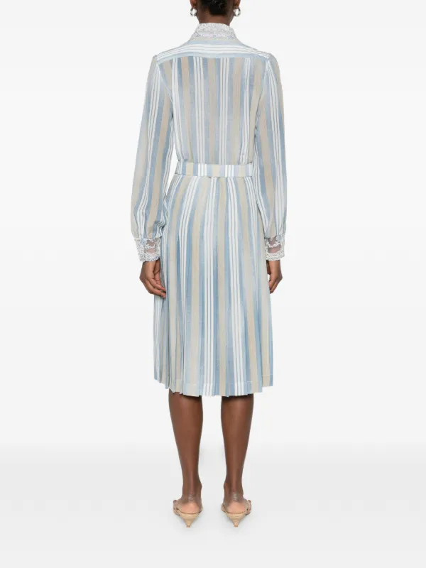 Ermanno Scervino striped-pattern lace-trim Dress | Blue | FARFETCH