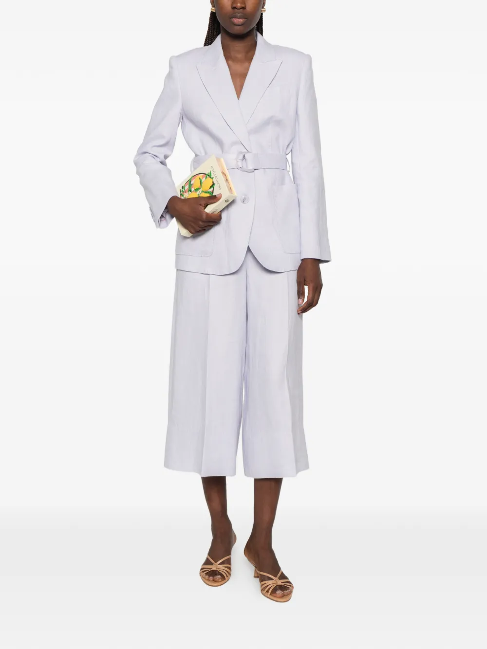 ZIMMERMANN Blazer met ceintuur en enkele rij knopen Paars