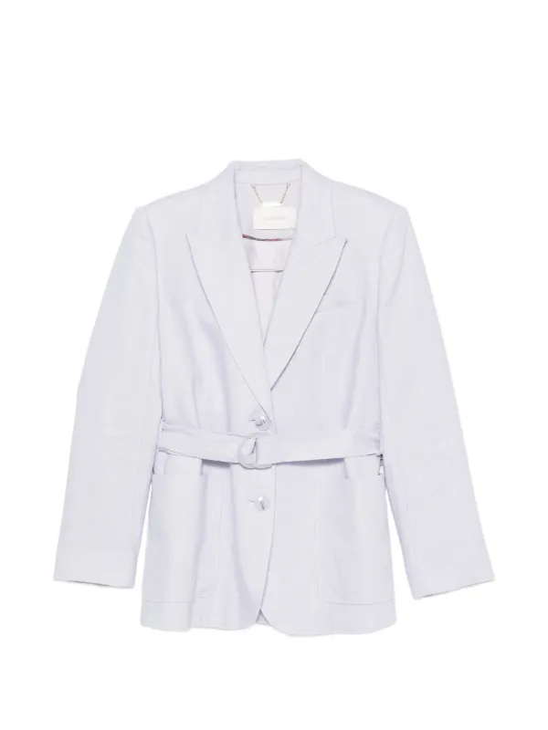 Zimmermann Luna Linen Belted Blazer in Purple