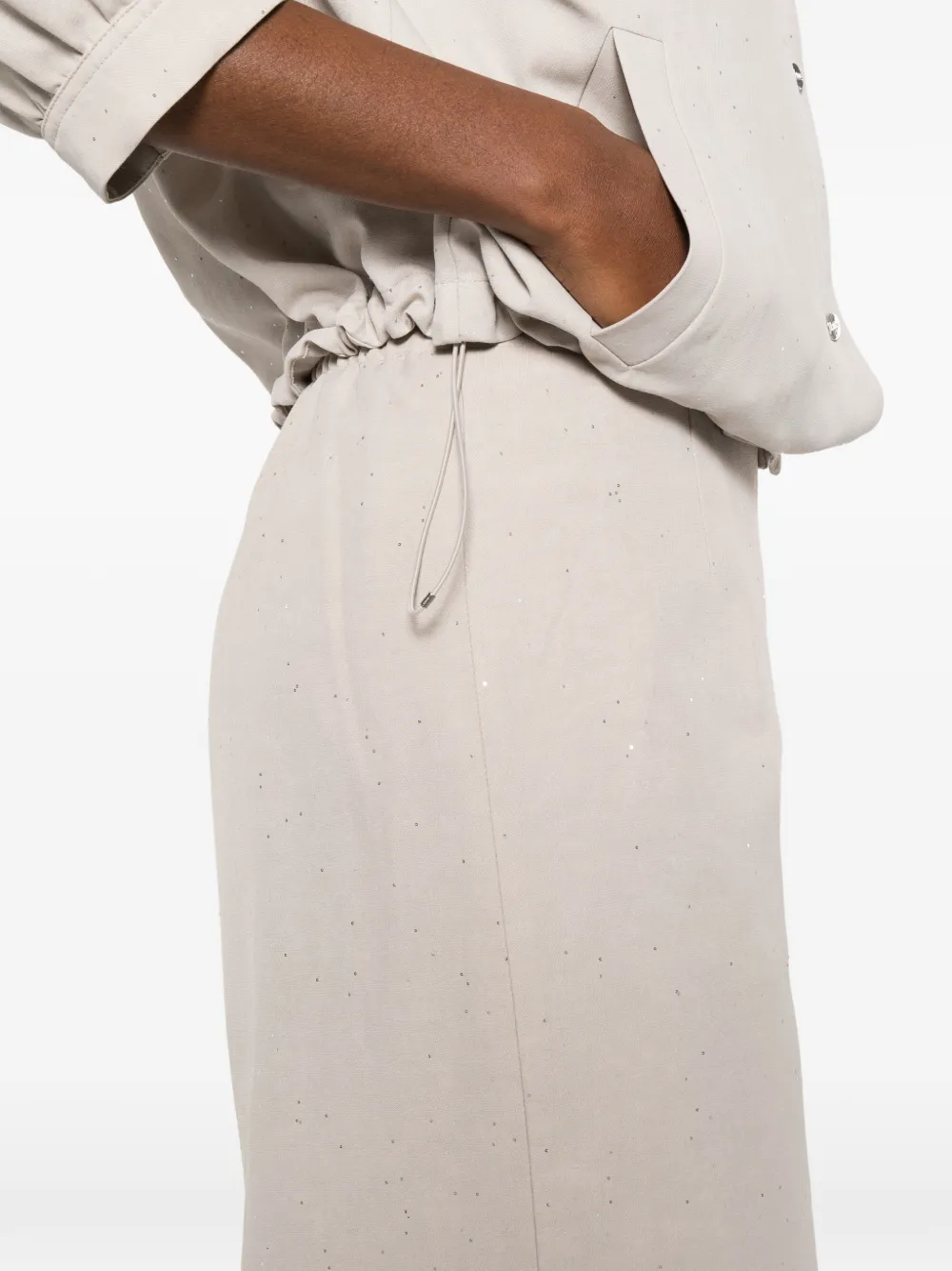 Herno Broek met logoplakkaat Beige