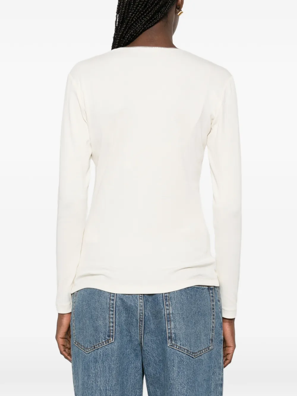 Fabiana Filippi Jersey top met V-hals Beige