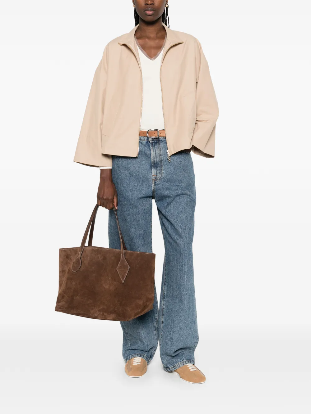 Fabiana Filippi Jersey top met V-hals Beige