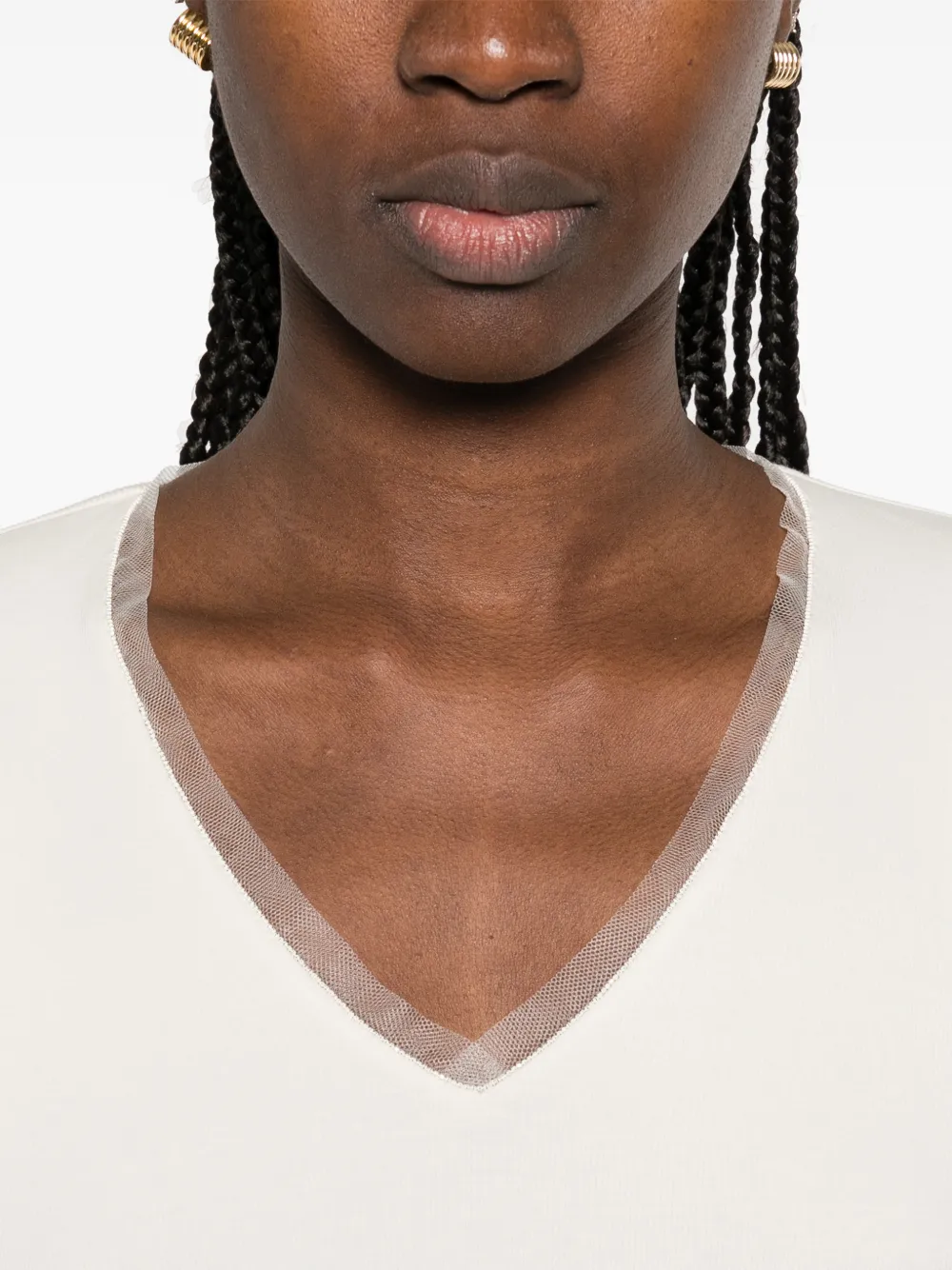 Fabiana Filippi Jersey top met V-hals Beige