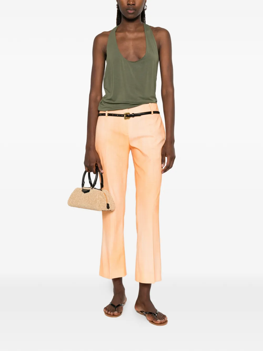 Ermanno Scervino Geplooide broek met ceintuur Oranje