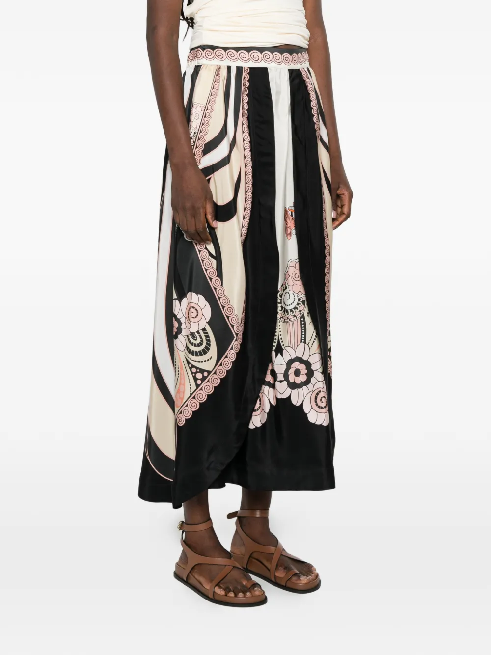 La DoubleJ Midi-jurk met bloemenprint Zwart