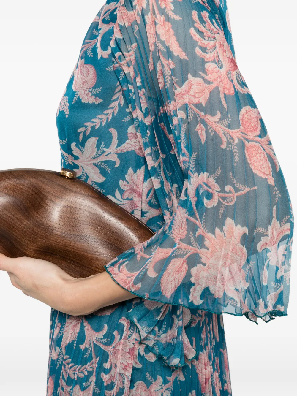 ETRO Jurk met bloemen-patroon en plooien Blauw