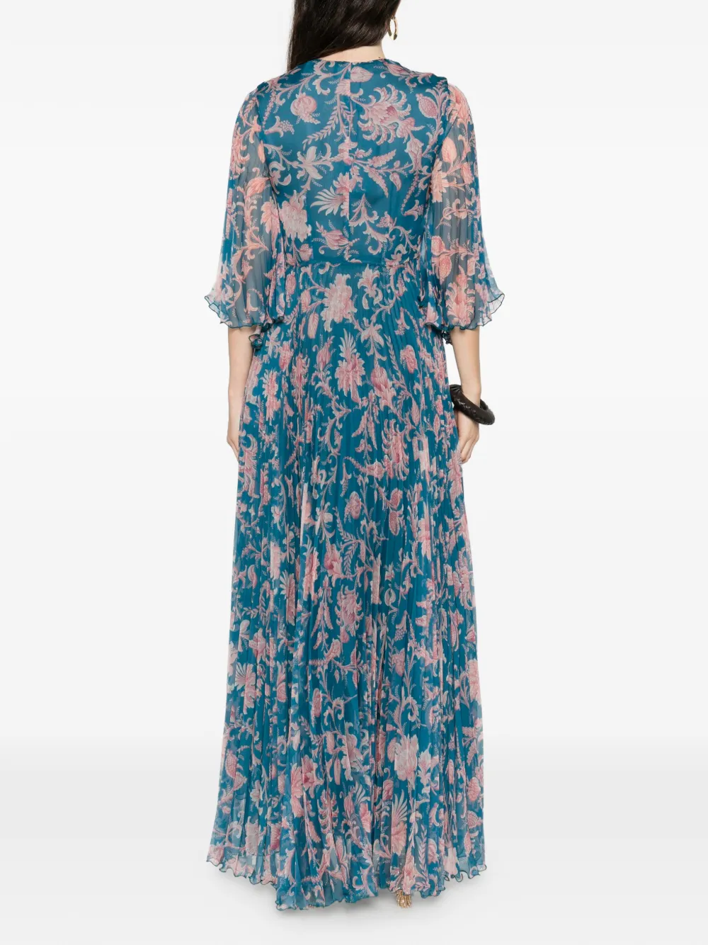 ETRO Jurk met bloemen-patroon en plooien Blauw