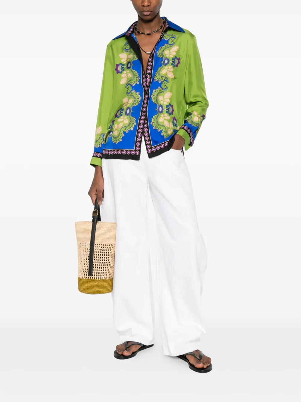  La Doublej Floral Buttoned Shirt - Green 