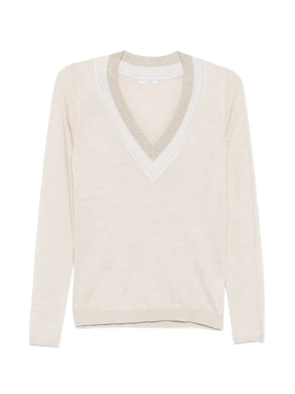 Brunello Cucinelli V-neck jersey top - Neutrals