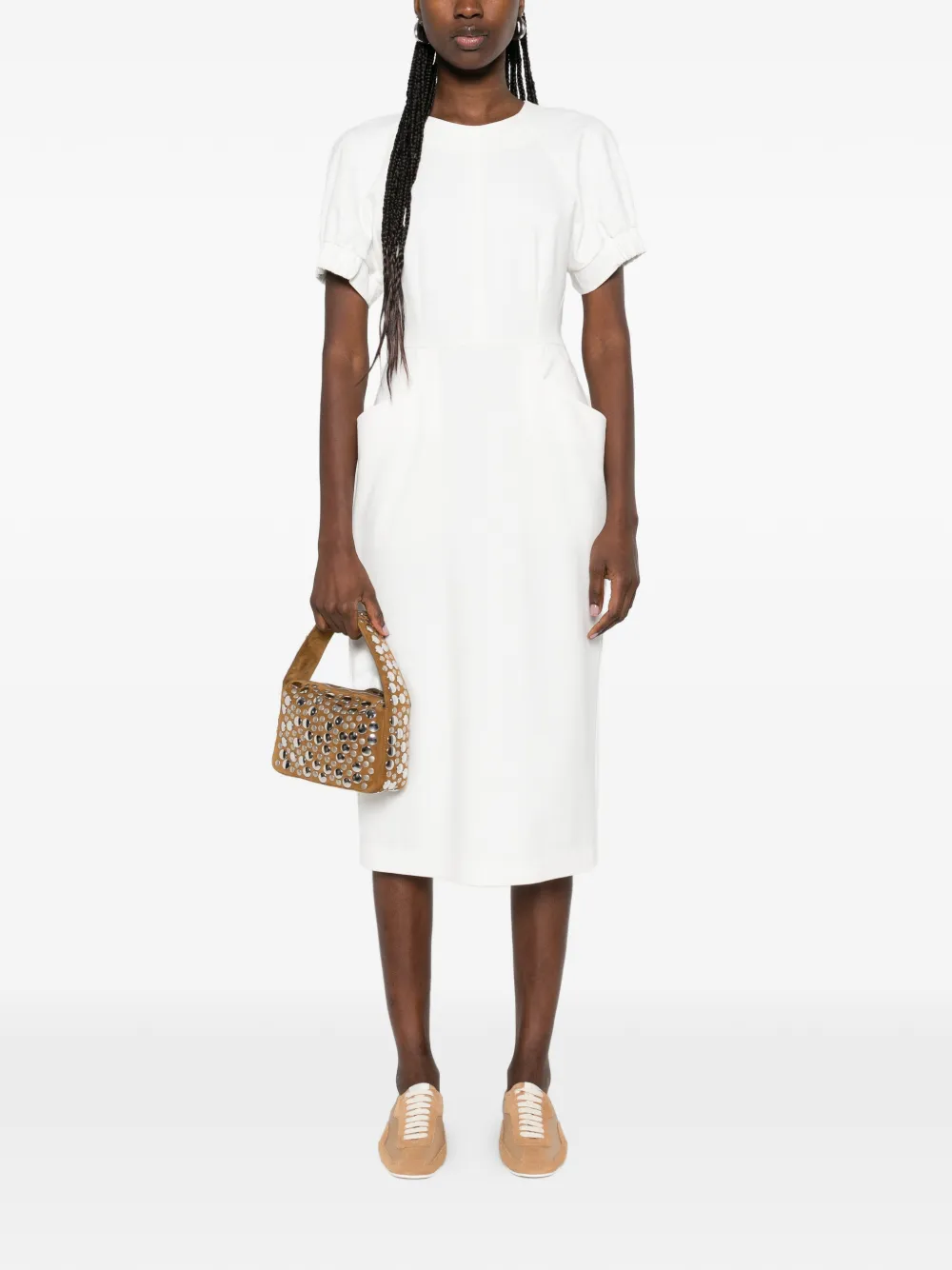 Short-Sleeve Midi Shift Dress