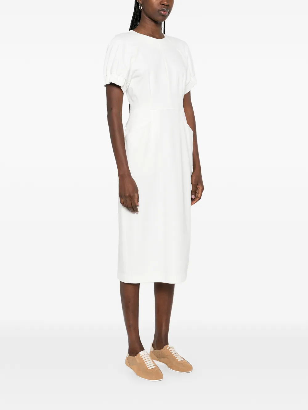 Short-Sleeve Midi Shift Dress