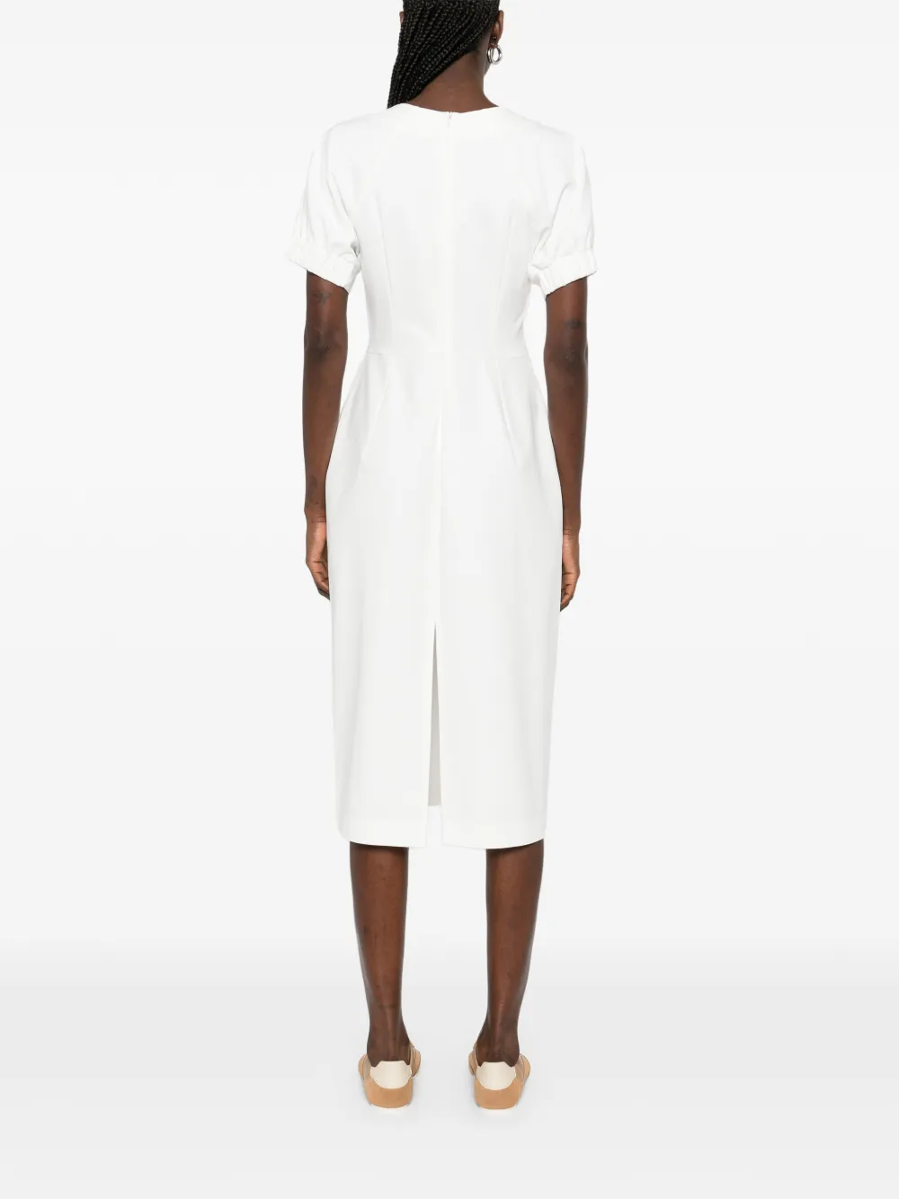 Short-Sleeve Midi Shift Dress