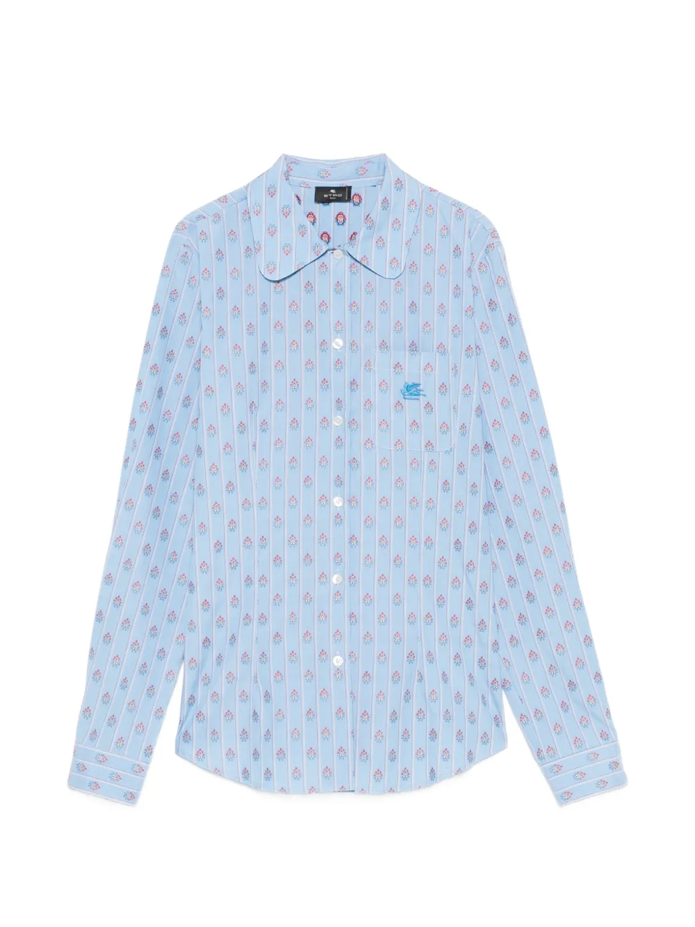 ETRO Pegasus-embroidered striped shirt - Blu