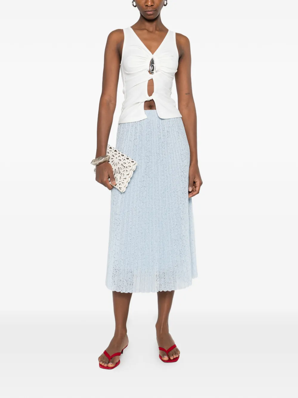 Ermanno Scervino pleated lace skirt - Blauw
