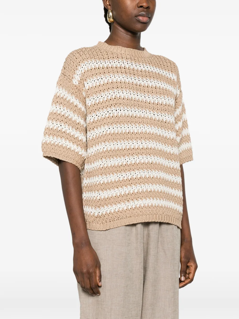 Fabiana Filippi Gestreept T-shirt Beige