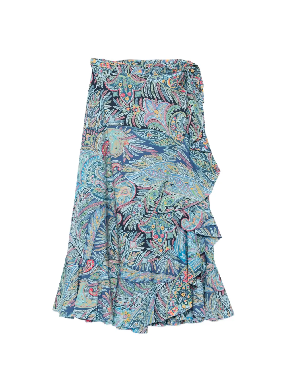ETRO ruffled paisley skirt - Blu