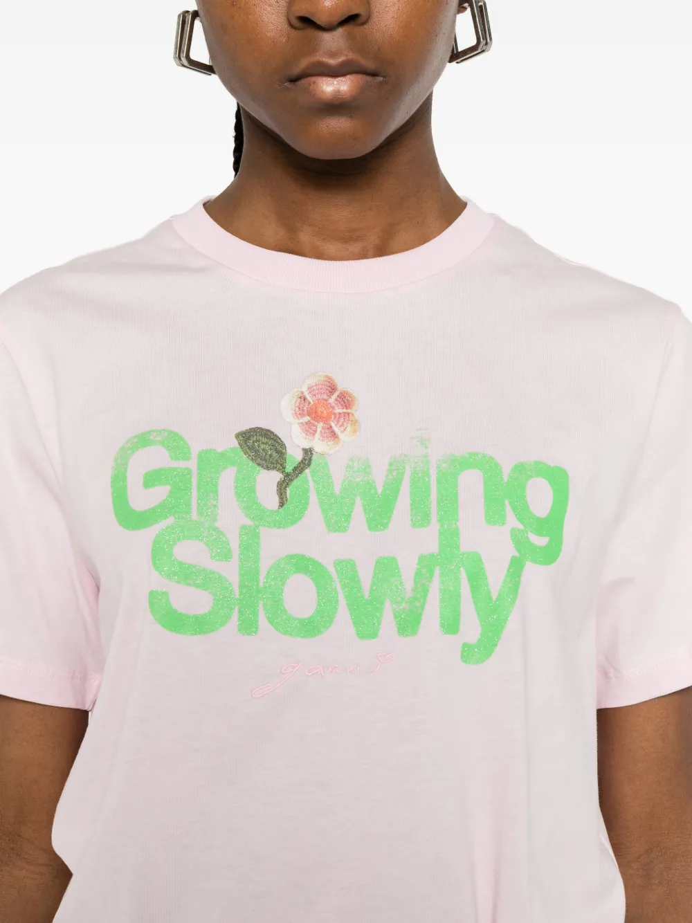 GANNI T-shirt met print Roze