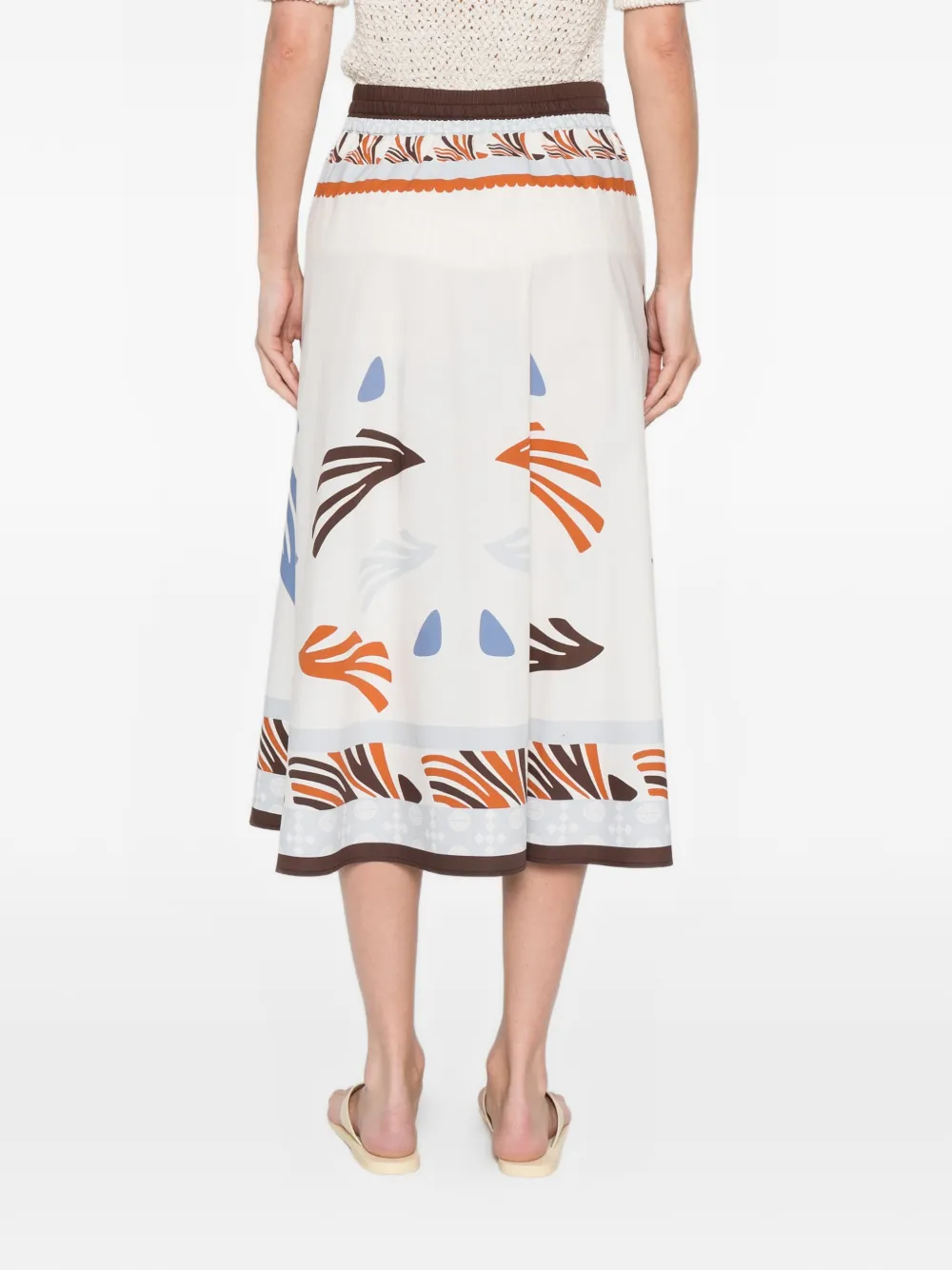 Drawstring Patterned Midi Skirt